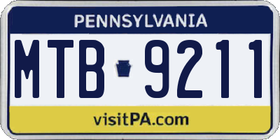 PA license plate MTB9211