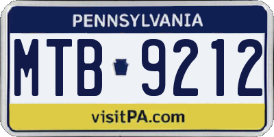 PA license plate MTB9212