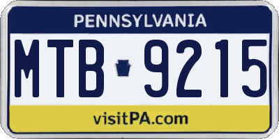 PA license plate MTB9215