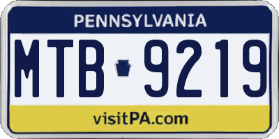 PA license plate MTB9219