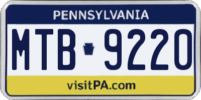 PA license plate MTB9220
