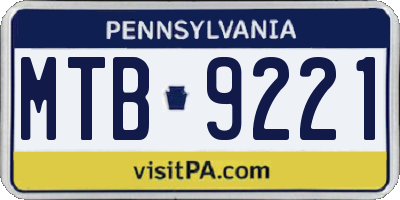 PA license plate MTB9221