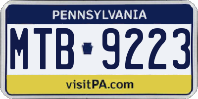 PA license plate MTB9223