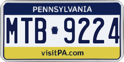 PA license plate MTB9224