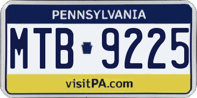 PA license plate MTB9225