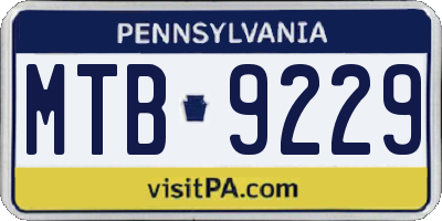 PA license plate MTB9229