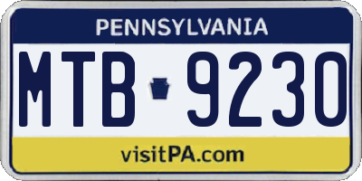 PA license plate MTB9230
