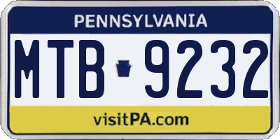 PA license plate MTB9232