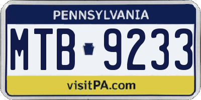 PA license plate MTB9233