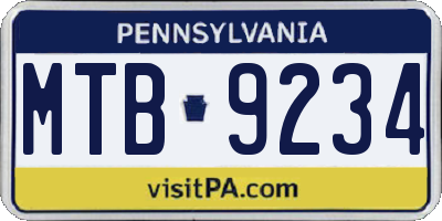 PA license plate MTB9234