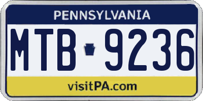 PA license plate MTB9236