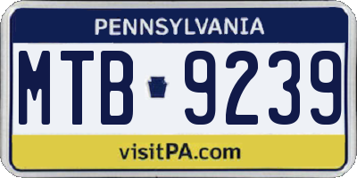 PA license plate MTB9239