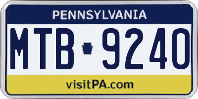 PA license plate MTB9240