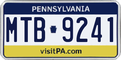 PA license plate MTB9241