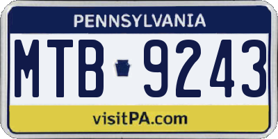 PA license plate MTB9243