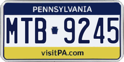 PA license plate MTB9245