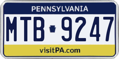 PA license plate MTB9247