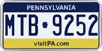 PA license plate MTB9252