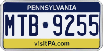 PA license plate MTB9255