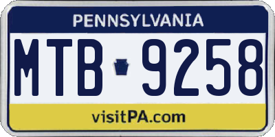 PA license plate MTB9258