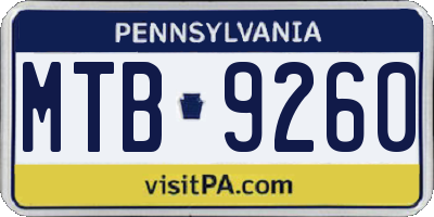 PA license plate MTB9260