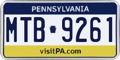 PA license plate MTB9261
