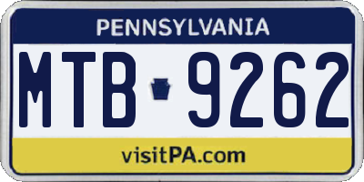 PA license plate MTB9262