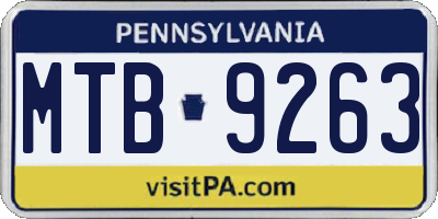 PA license plate MTB9263