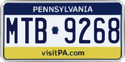 PA license plate MTB9268