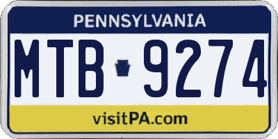PA license plate MTB9274