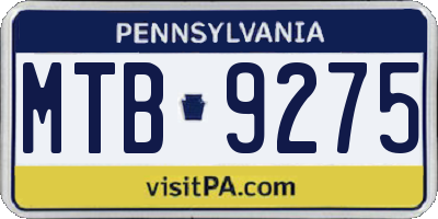 PA license plate MTB9275
