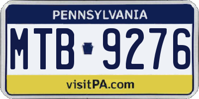 PA license plate MTB9276