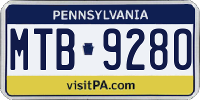 PA license plate MTB9280