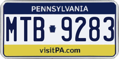 PA license plate MTB9283