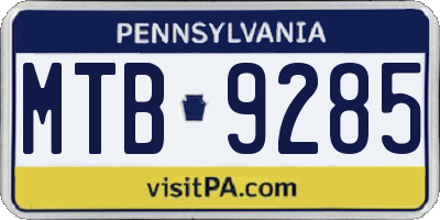 PA license plate MTB9285