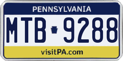 PA license plate MTB9288