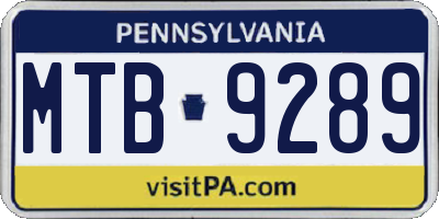PA license plate MTB9289