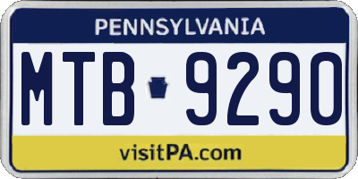 PA license plate MTB9290