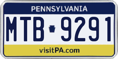 PA license plate MTB9291