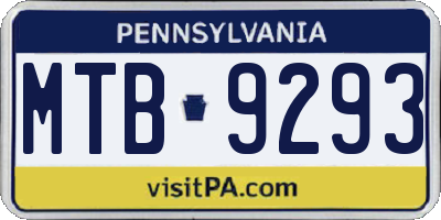 PA license plate MTB9293