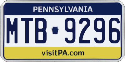 PA license plate MTB9296