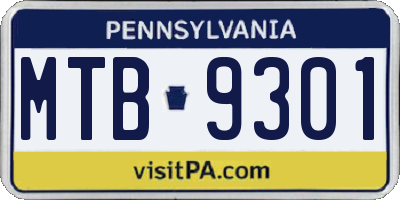 PA license plate MTB9301