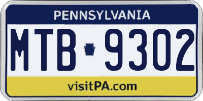PA license plate MTB9302