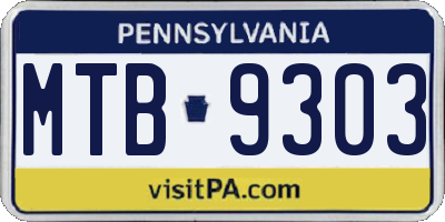PA license plate MTB9303