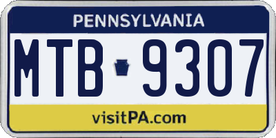 PA license plate MTB9307
