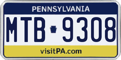 PA license plate MTB9308