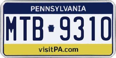 PA license plate MTB9310