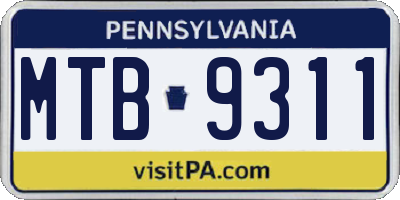 PA license plate MTB9311