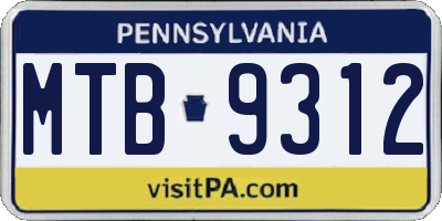 PA license plate MTB9312