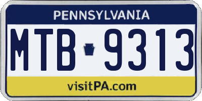 PA license plate MTB9313